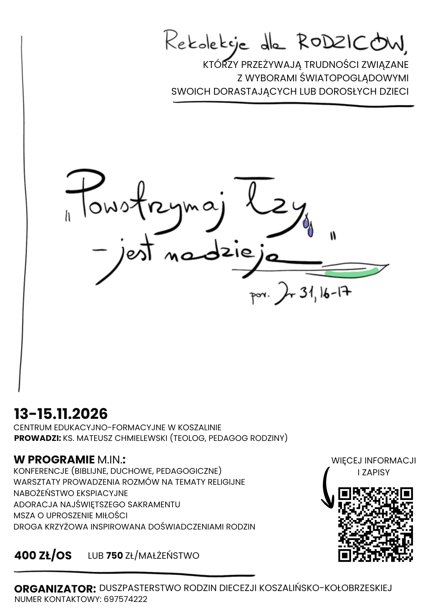 REKOLEKCJE „Powstrzymaj łzy – jest nadzieja”